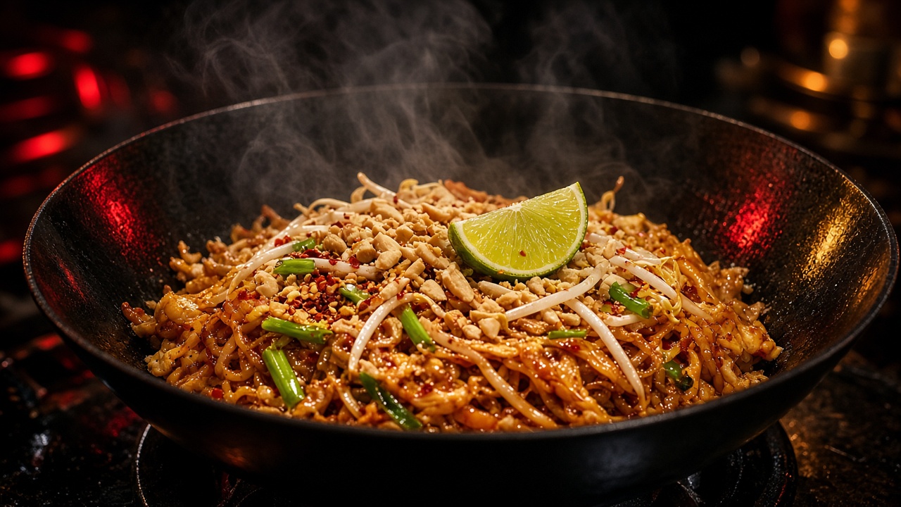 Pad Thai in a wok