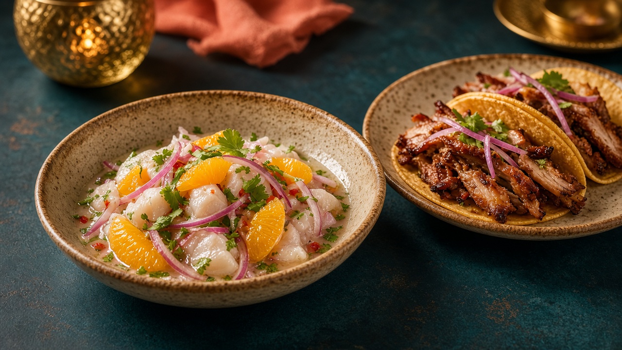 Ceviche and tacos